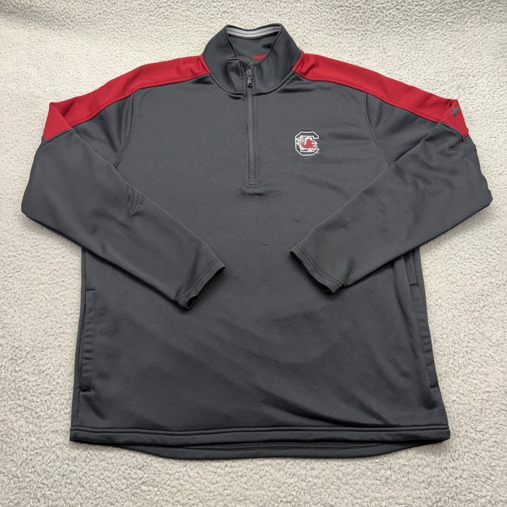 Under Armour Mens Large Black/Garnet South Carolina Gamecocks 1/4 Zip Pullover